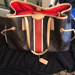 Coach Striped Drawstring Carryall